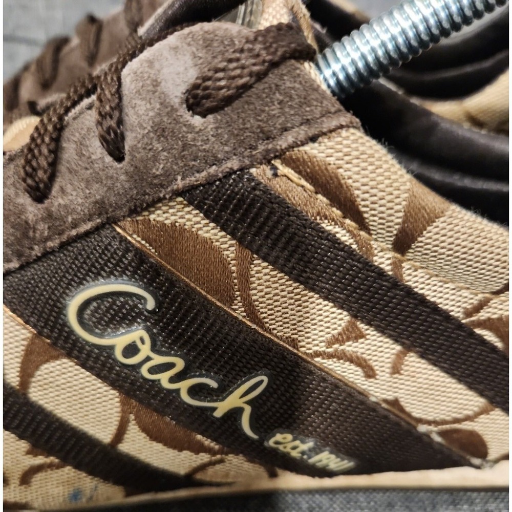 Vintage Y2K Coach Henrietta Brown Signature C Jacquard Suede Sneakers Womens 8 M - Picture 2 of 9